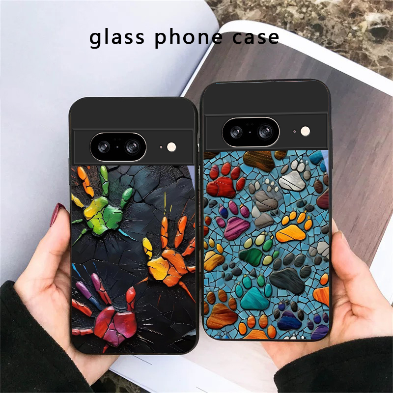 Google Pixel 9 - Funda de cristal negra con diseño
